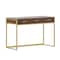 Martha Stewart 19.75 in. D X 47.25 in. W X Engineered Wood, Steel, Walnut/Polished Brass ZG-ZP-028-BR-GLD-MS - alternate 6